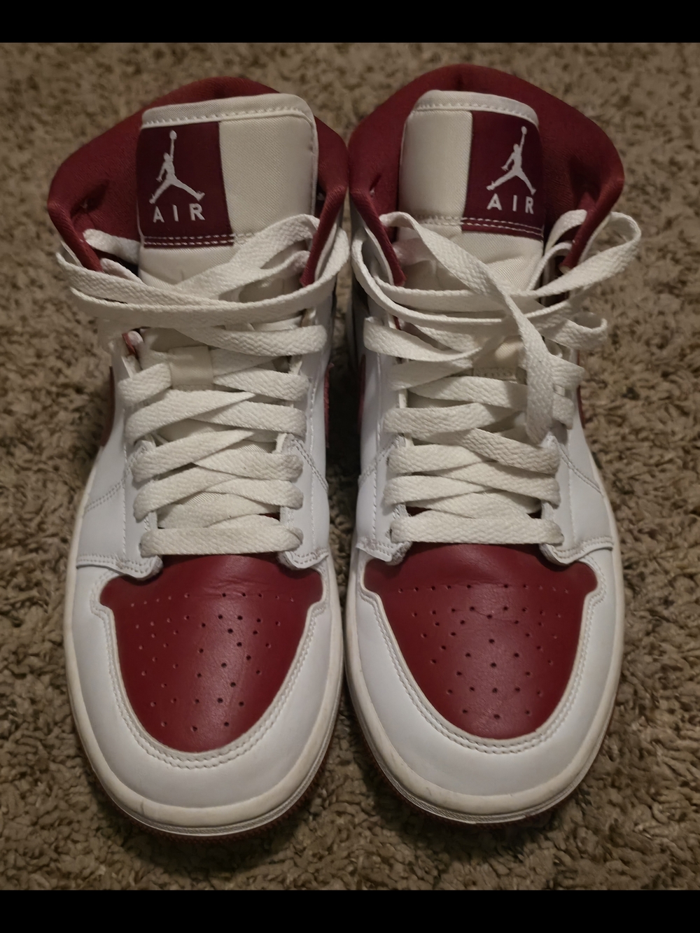 Jordan Men's High-Top Sneakers in White and Maroon